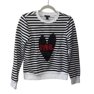 Halogen Striped Love Me Sweatshirt  Black White Size XS